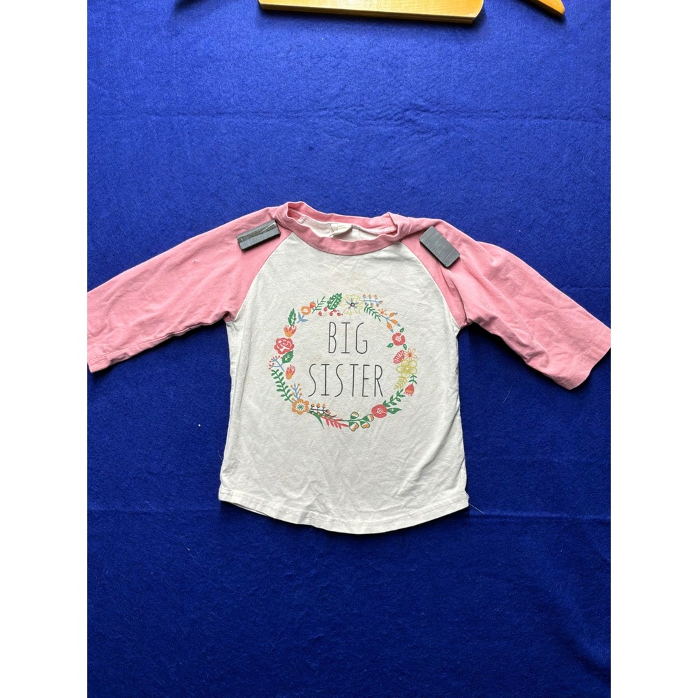 Cottagecore Toddler Girls CoolMysia‎ Big Sister Raglan Tee 110 Pink White